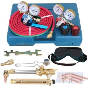 Professional Welding Cutting Torch Kit for Brazing & Soldering, High-Pressure Oxygen/Acetylene Kit with Regulator & Hoses, WQ-01