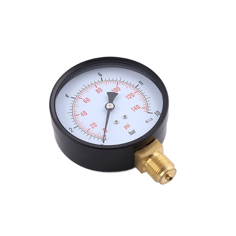 Radial Pressure Gauge 2.5 Inch Black Iron Case Copper Connector 0-10bar/psi (KI 1.6) for HVAC Systems - Image 2