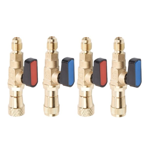 Refrigerant Charging Safety Valve Ball Valve 1/4 inch R22/R410 HVAC Repair Tool for AC Refrigeration Systems