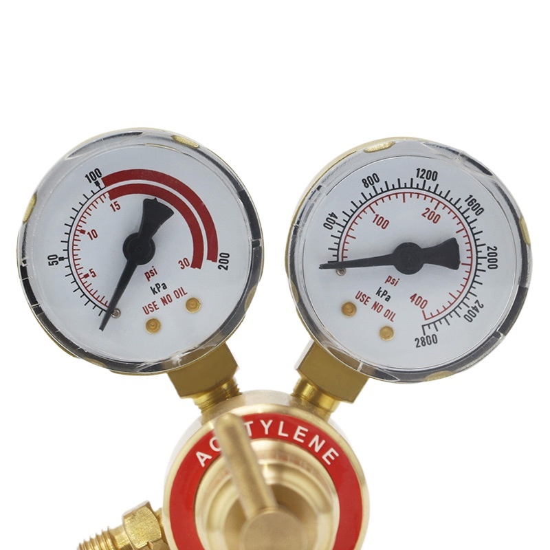 Mini Acetylene Pressure Regulator (0-30 psi/0-200 kPa, 0-400 psi/0-2800 kPa Dual Gauges) for Acetylene Cylinders - Image 2
