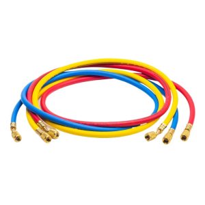 0.9m Tri-Color Explosion-Proof Refrigerant Charging Hoses (500psi Working Pressure, 2500psi Burst Pressure) for R410 R22 R134 HVAC and Automotive AC Systems