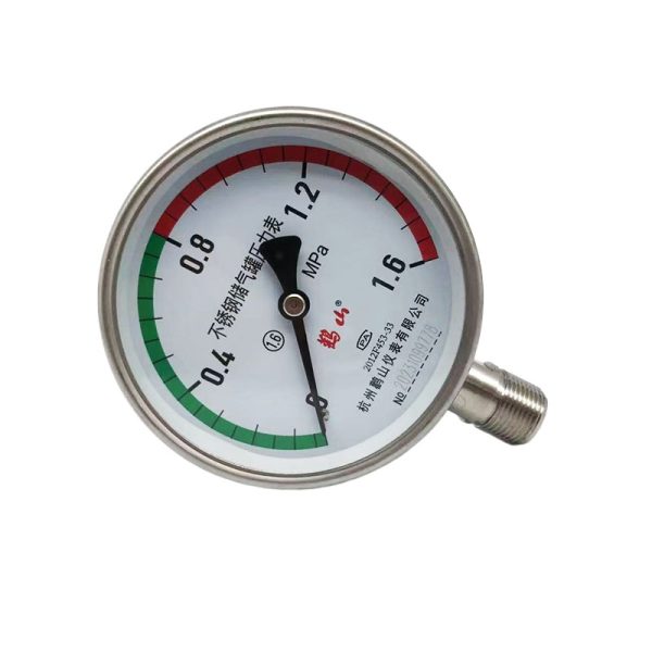 HongShan Y100BF Stainless Steel Pressure Gauge 1.6 MPa (0-1.6 MPa) For Air Storage Tanks, Corrosion-Resistant Pressure Measurement - รูปภาพ 2