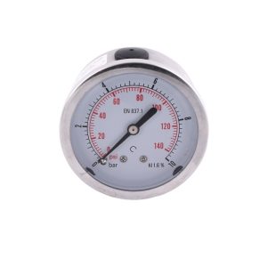 Oil Filled Pressure Gauge 50mm Axial Stainless Steel Case Copper Joint (0-10bar/140psi, 1.6% Accuracy) for HVAC Systems, Replaces YN50CL2