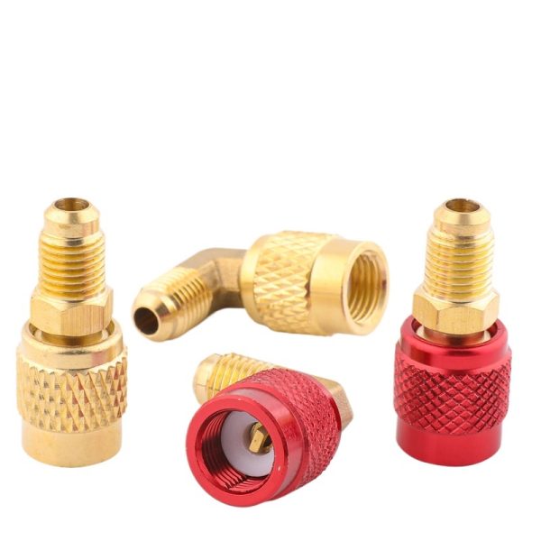 R22 to R410/R32 AC Refrigerant Charging Adapter (90-degree/180-degree Brass Body) - Imagem 2