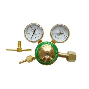 CBM-Tech Single-Stage Oxygen Acetylene Hydrogen Nitrogen Pressure Regulator with Dual Gauges - Full Copper