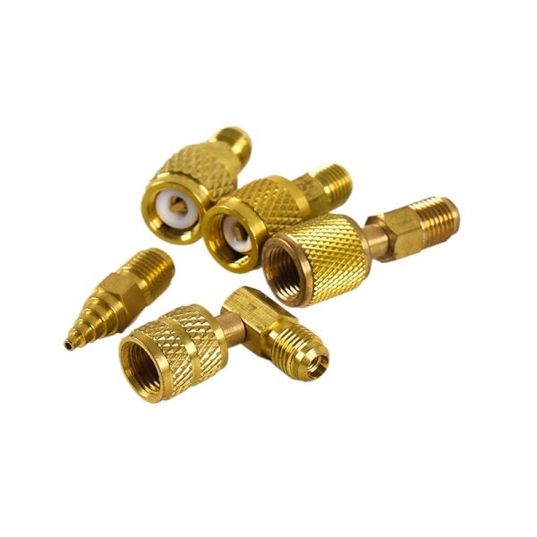 R410a Refrigerant Adapter Connector (Brass, 90° Angle) for HVAC AC Units - Multi-purpose Valve Core Tool