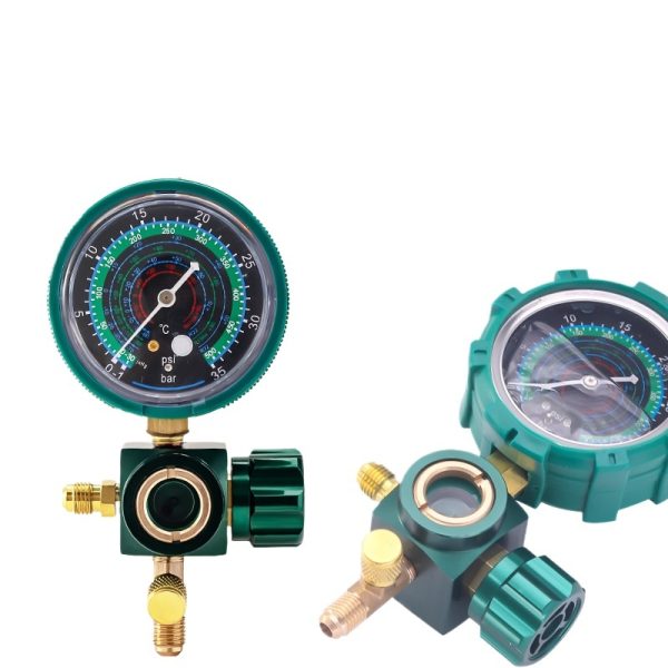 Manifold Gauge Set R32 R22 R410a R404 R407c R-Gauge with Visible Liquid Window Pure Copper Interface -1 to 35bar / -1 to 55bar Pressure Range HVAC Refrigeration Tool - Image 3
