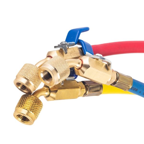 Automotive Refrigerant Charge Hose with Ball Valve for R410 R22 R134 R32 Refrigerants