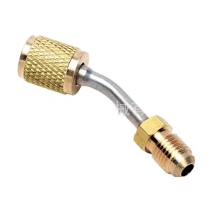 R22/R410A Angled Brass Refrigerant Charging Adapter for HVAC AC System