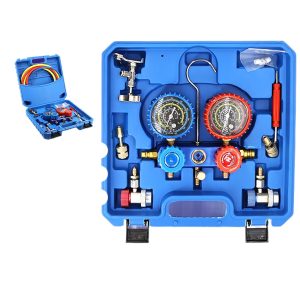 AC Manifold Gauge Set R134a with R134a Adapters for Automotive HVAC Freon Charging Replaces OEM Tools