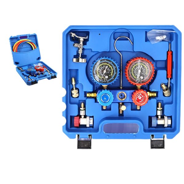 AC Manifold Gauge Set R134a with R134a Adapters for Automotive HVAC Freon Charging Replaces OEM Tools