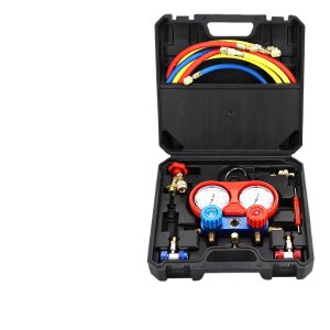 Automotive AC Manifold Gauge Set (Dual Pressure Gauges) for Car Air Conditioning Refrigerant Charging, Universal Mechanic Tool