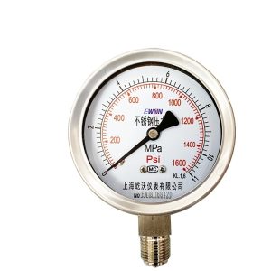 Durable Stainless Steel Pressure Gauge (Y100, Dual Scale MPa/Psi, KL1.6) for HVAC Systems