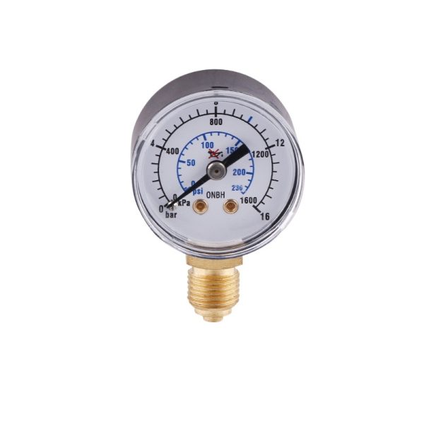 Analog Pressure Gauge 50mm Black Iron Case Brass Connector Oxygen Pressure Meter Radial Connection 0-16bar/psi for HVAC Systems