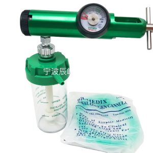 Medical Oxygen Regulator Pressure Gauge and Flow Meter Kit with Humidifier Bottle for Oxygen Therapy