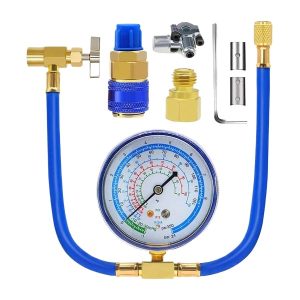 R134a R12 R22 Refrigerant AC Charging Hose with Pressure Gauge (PSI/Bar) for Automotive AC System