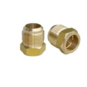 Brass Flare Single Connector (6-Point, Threaded) for HVAC Refrigeration Systems, Replaces 27-Type Fittings