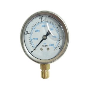 Stainless Steel Pressure Gauge YN60 Oil Filled Shockproof Radial Bottom Mount Pressure Gauge (400kg/cm2, 60mm Diameter)