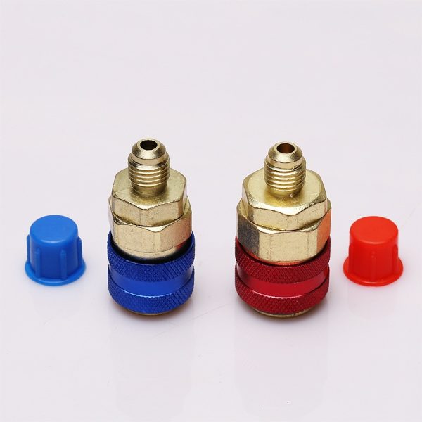 Automotive R134A Quick Coupler Brass Adapter (Red & Blue) for Car AC Refrigerant Charging Tool - Изображение 2