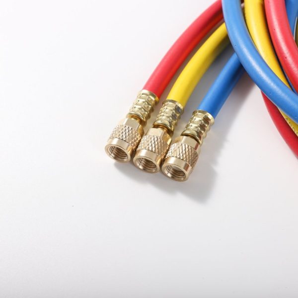 High Pressure Explosion Proof Refrigerant Charging Hose (Rated 70kgf, with Hex Wrench) for R22 R410a R134 R404a, Universal Copper Fittings, Length 0.9m-3m - Image 2