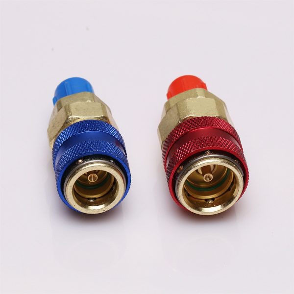 Automotive R134A Quick Coupler Brass Adapter (Red & Blue) for Car AC Refrigerant Charging Tool - Изображение 3