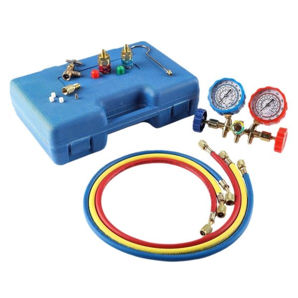 Automotive AC Refrigerant Manifold Gauge Set (R134A R12 R22 R502) with Hoses & Couplers for Car HVAC System - Image 5