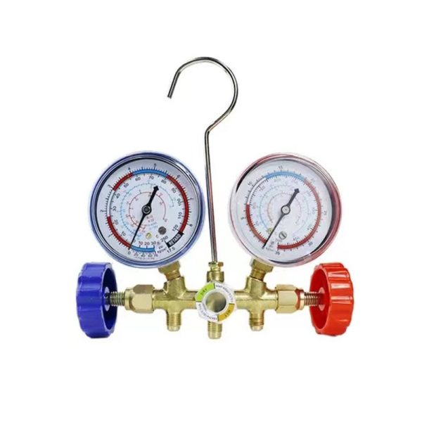 Automotive Home AC Manifold Gauge Set (R134a, R12, R22, R410A) for Refrigerant Charging and Pressure Testing, Full Brass Valve, High/Low Pressure Gauge Kit - Gambar 5
