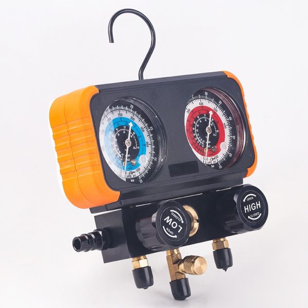 HVAC Manifold Gauge Set (Dual Pressure Gauges) for R22 R134a R410A R32 Refrigerant Systems, Recharging Kit with Hoses and Adapters - Изображение 5