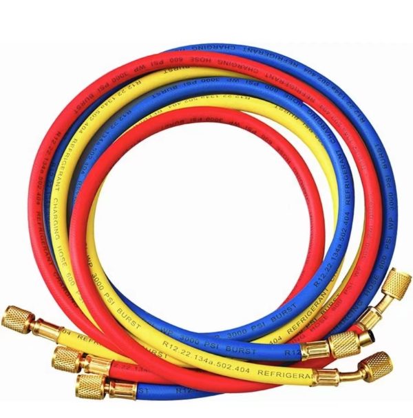 Pressure Resistant Manifold Gauge Hose Set (0.9M-3M, R22/R134a) for HVAC Refrigerant Charging - Image 5
