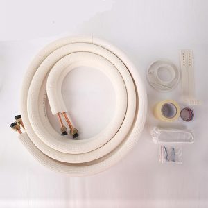 Insulated Copper-Aluminum AC Refrigerant Line Set (1/4" + 3/8" - 3/4" various lengths) with Accessories for HVAC Systems