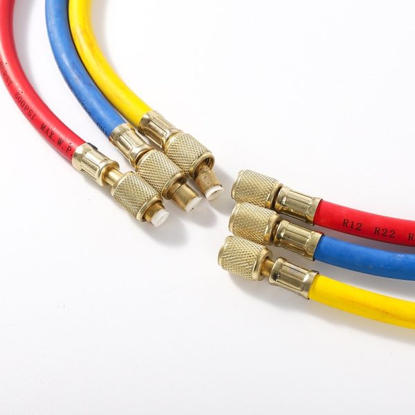 Pressure Resistant Manifold Gauge Hose Set (0.9M-3M, R22/R134a) for HVAC Refrigerant Charging - Image 4
